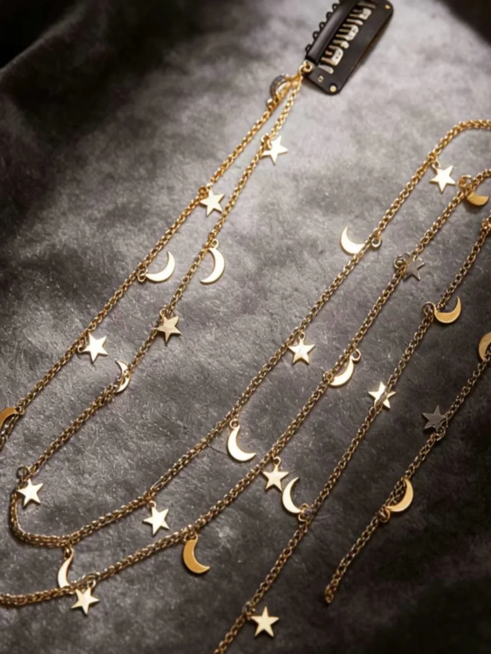 Gold Moon & Star Layered Hair Accessories Hair Brooch Pin